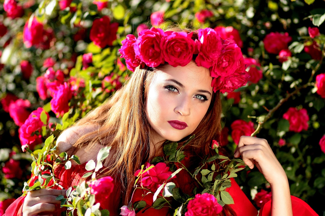 woman, beauty, roses