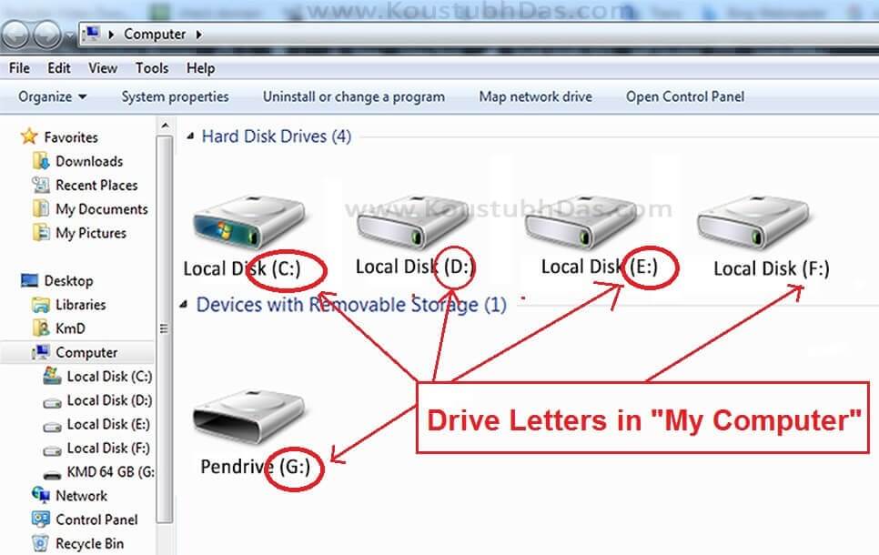 Drive Letter in My Computer